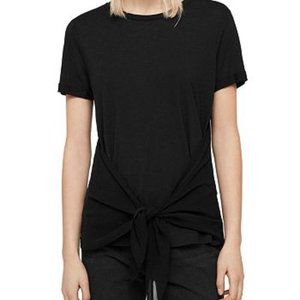 All Saints - "Yato Tie-Front Tee" - Black